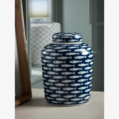 Cox and Cox Blue Fish Ginger Jar