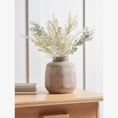Cox and Cox Circle Embossed Stoneware Vase
