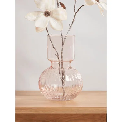 Cox and Cox NEW Fluted Bulb Vase - Soft Blush