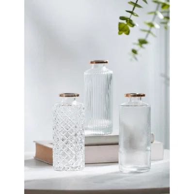 Cox and Cox NEW Three Gold Rim Bottle Vases