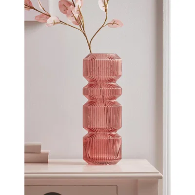 Cox and Cox NEW Ribbed Blush Pillar Vase