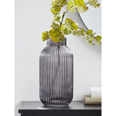 Cox and Cox NEW Fluted Glass Vase - Grey