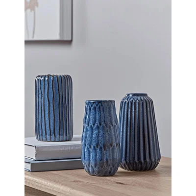 Cox and Cox Three Textured Blue Vases