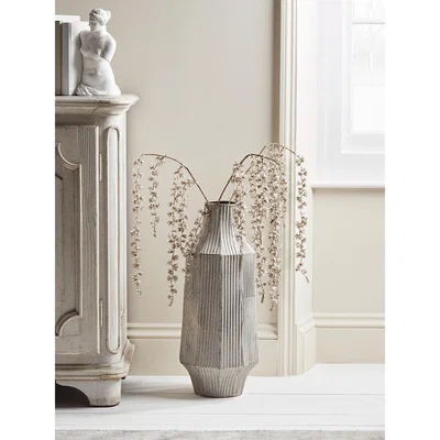 Cox and Cox NEW Oversized Whitewashed Fluted Vase