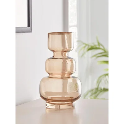 Cox and Cox NEW Amber Glass Ripple Vase