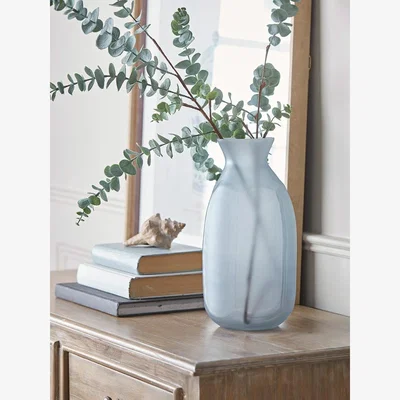Cox and Cox Frosted Blue Glass Vase