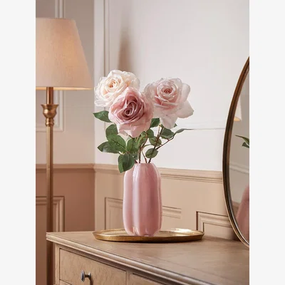 Cox and Cox Three Sumptuous Faux Rose Stems - Blush Mix