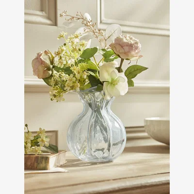 Cox and Cox Fluted Petal Vase - Soft Blue