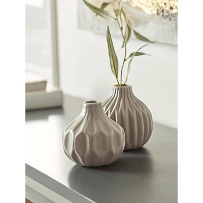 Cox and Cox NEW Two Grey Geometric Bud Vases