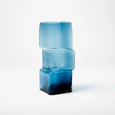 The Conran Shop Cube Tall Vase Blue 24.5cm