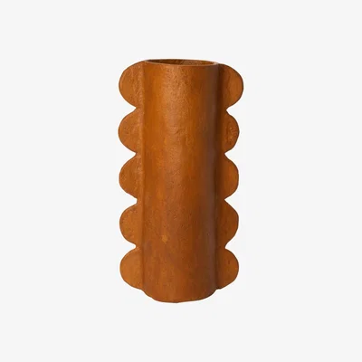 The Conran Shop Ribbed Vase in Ochre By The Conran Shop