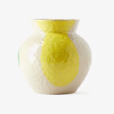 The Conran Shop Block Print Vase in Yellow & Green