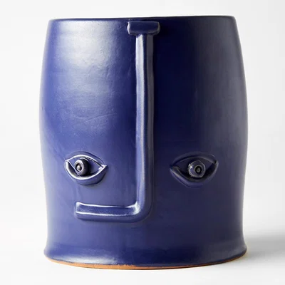 The Conran Shop Face Vase in Blue 18cm