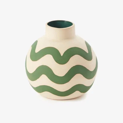 The Conran Shop Exclusive Small Round Vase With Green Wave By Sophie Alda