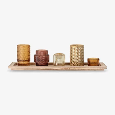 Cult Furniture Tenby 5 Piece Candle Holder & Vase Set, Amber