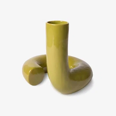 Cult Furniture HKliving Ceramic Twisted Vase, Glossy Olive