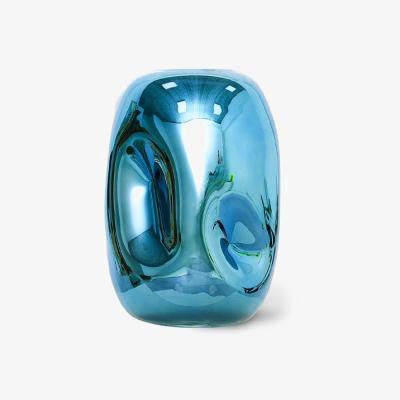Cult Furniture HKliving Glass Vase, Blue Chrome