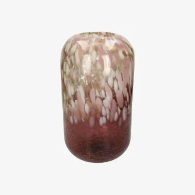 Casa by JJ Hand Blown Pink Spotted Glass Vase Tall