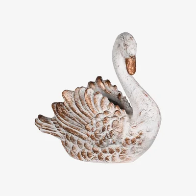 Casa by JJ Swan Lake: Distressed White & Gold Vase