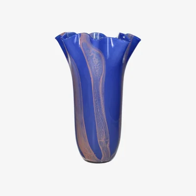 Casa by JJ Blue Twist Glass Vase with Scallop