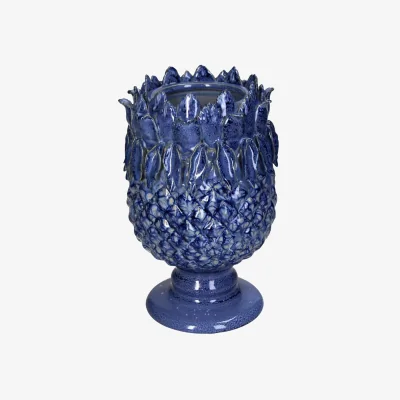 Casa by JJ Blue Pineapple Stoneware  Vase - Handpainted Statement Piece