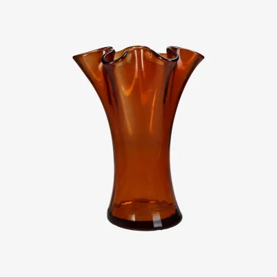 Casa by JJ Scalloped Top Elegant Vase in Brown