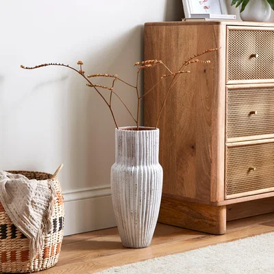 Dunelm Ribbed Stone Vase Concrete Effect