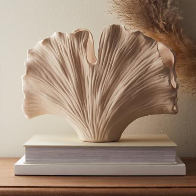 Dunelm Gingko Shell Vase Cream 32cm Pink