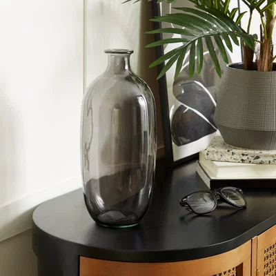 Dunelm Recycled Glass Vase Smoked 31cm Black