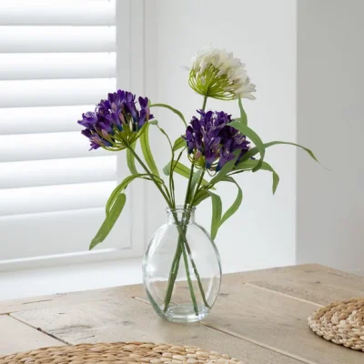 Dunelm Artificial Agapanthus in Glass Vase