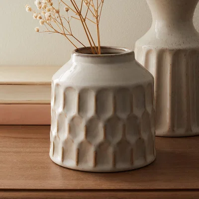 Dunelm Concave Vase Cream 12cm Cream