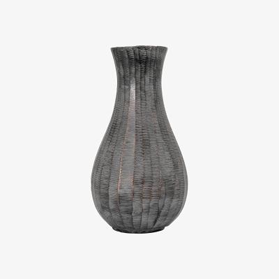 Dunelm Clopton Small Antique Grey Metal Flutted Vase Grey