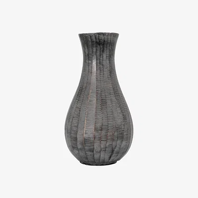 Dunelm Clopton Small Antique Grey Metal Flutted Vase Grey