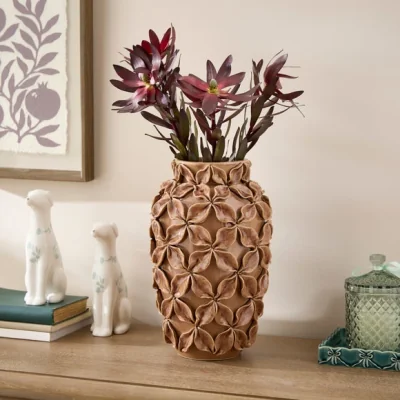 Dunelm Leaf Textured Reactive Glaze Vase
