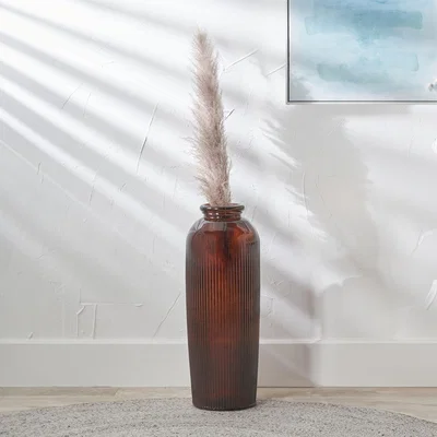 Dunelm Tall Ribbed Recycled Glass Vase Pecan (Brown)