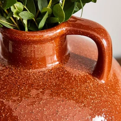 Dunelm Terracotta Glazed Textured Ceramic Urn Vase