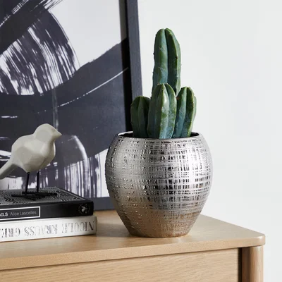 Dunelm Silver Romano Plant Pot 15cm Silver