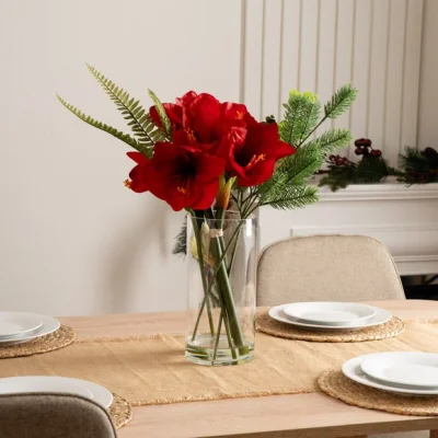 Dunelm 50cm Artificial Amaryllis Floral Arrangement in Vase