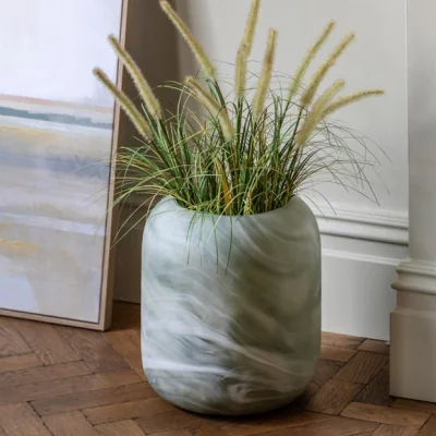 Dunelm Cedar & Sage Caldeira Hand Blown Glass Wide Sage Vase