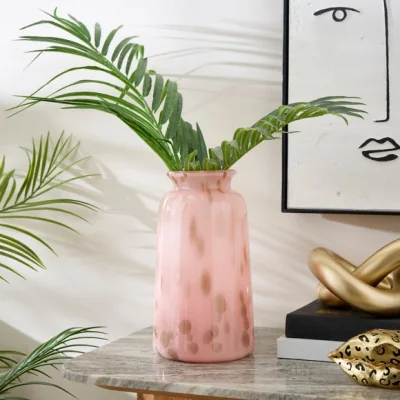 Dunelm Pink & Gold Speckled Glass Vase