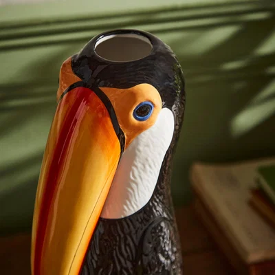 Dunelm Toucan Ceramic Vase Black and white
