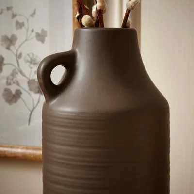 Dunelm Ceramic Round Floor Vase Chocolate (Brown)