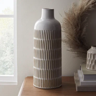 Dunelm Concave Cream Vase 40cm White