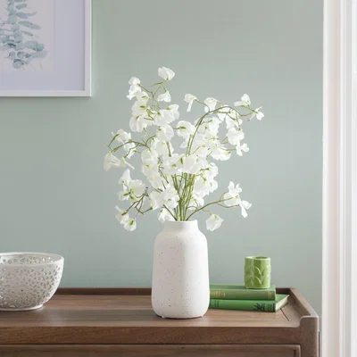 Dunelm Sweetpea Arrangement in Textured Ceramic Vase