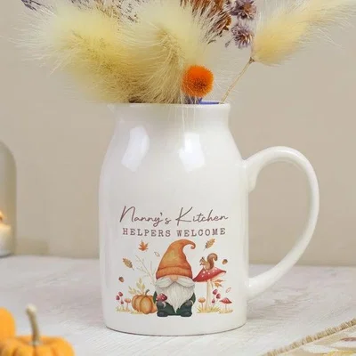 Dunelm Personalised Autumn Gnome Flower Jug Vase