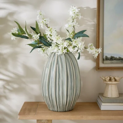 Dunelm Organic Blue Ridged Vase