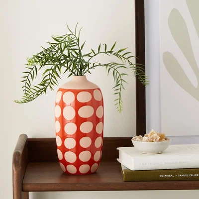 Dunelm Elements Skara Vase Spot 20cm Orange/White