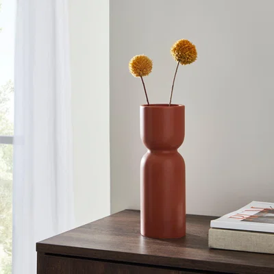 Dunelm Elements Ceramic Vase 23cm Butterscotch Brown