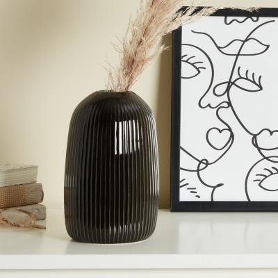Dunelm Ribbed Vase 20cm Black