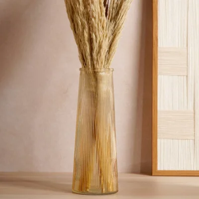 Dunelm Hestia Tall Ribbed Glass Vase